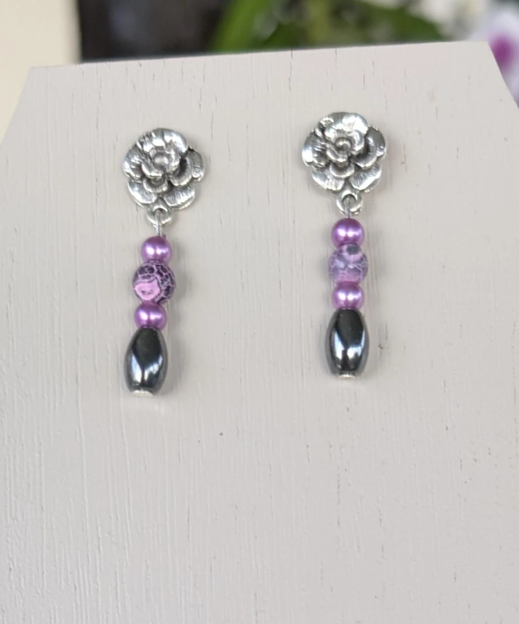 Conjunto collar y pendientes hematita y ágata violeta PA1043 – photo 3